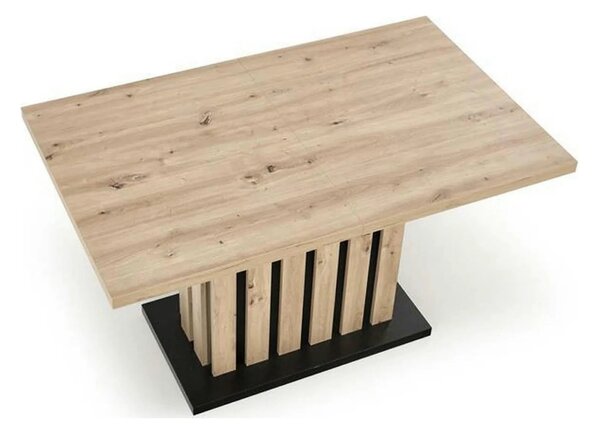 Masa extensibila LAMELLO, stejar/negru, PAL laminat, 130/180x80x76 cm