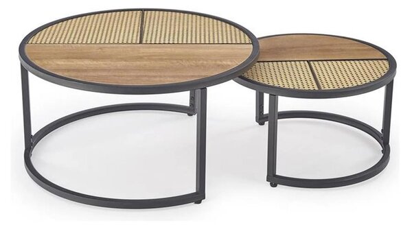 Set 2 masute cafea GARMIN, stejar auriu/negru