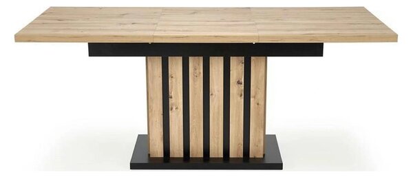 Masa extensibila LAMELLO, stejar/negru, PAL laminat, 130/180x80x76 cm