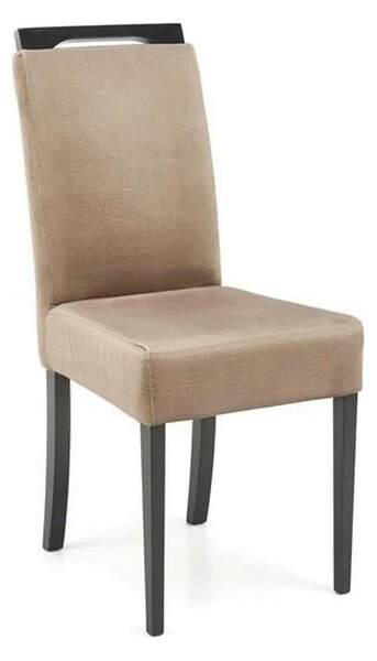 Scaun CLARION 2, bej/negru, stofa catifelata/lemn, 42x58x97 cm