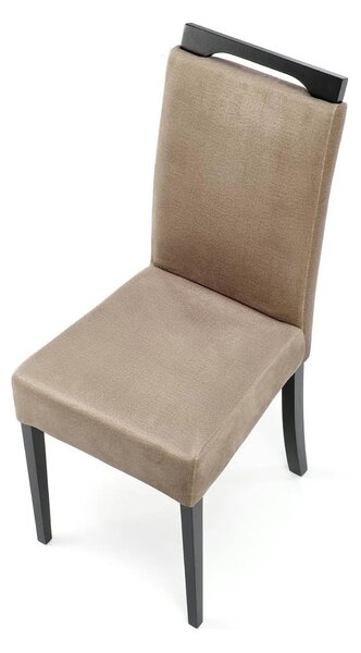 Scaun CLARION 2, bej/negru, stofa catifelata/lemn, 42x58x97 cm