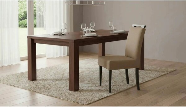 Scaun CLARION 2, bej/negru, stofa catifelata/lemn, 42x58x97 cm