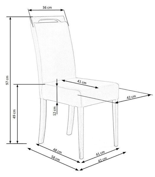 Scaun CLARION 2, bej/negru, stofa catifelata/lemn, 42x58x97 cm