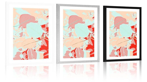 Poster cu passepartout frunze colorate