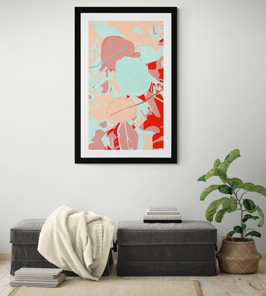 Poster cu passepartout frunze colorate