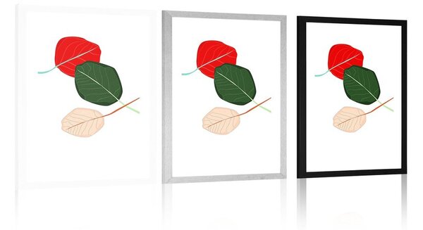 Poster cu passepartout frunze pline de culori