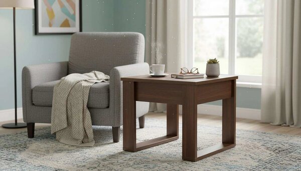 Masuta NEA KWADRAT, nuc inchis, PAL furniruit, 60x60x52 cm