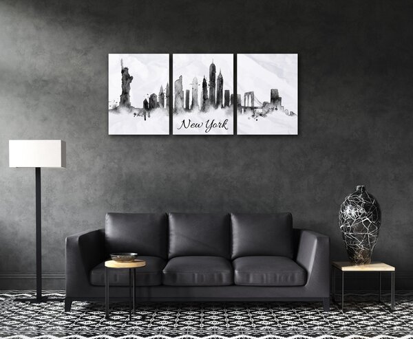 Impresi Tablou New York panorama - 90 x 40 cm (3-piese)