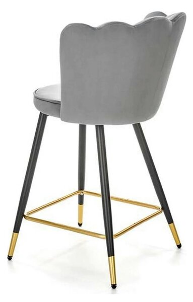 Scaun bar H106, gri/negru, stofa catifelata/otel, 55x58x96 cm