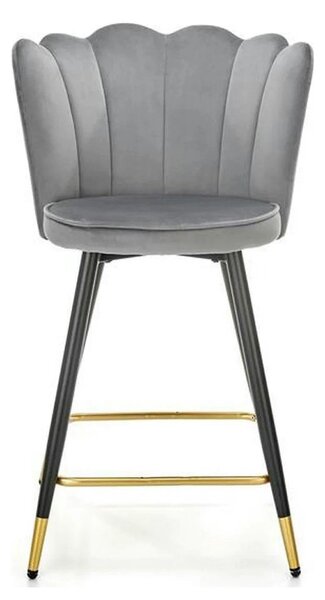 Scaun bar H106, gri/negru, stofa catifelata/otel, 55x58x96 cm