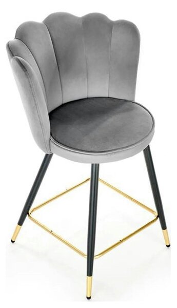 Scaun bar H106, gri/negru, stofa catifelata/otel, 55x58x96 cm