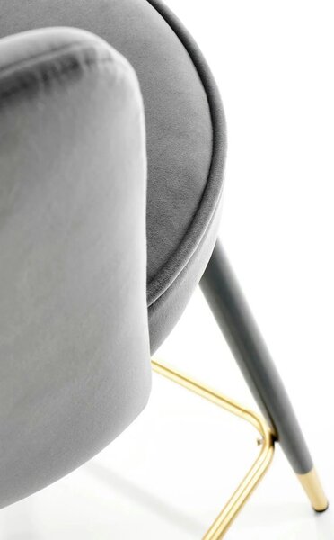 Scaun bar H106, gri/negru, stofa catifelata/otel, 55x58x96 cm