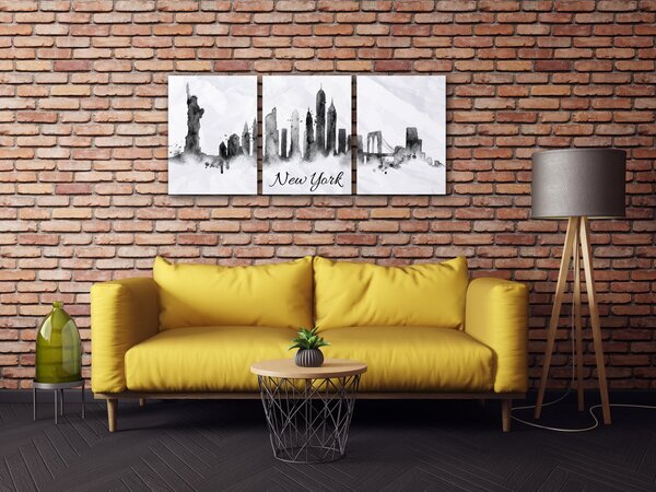 Impresi Tablou New York panorama - 90 x 40 cm (3-piese)