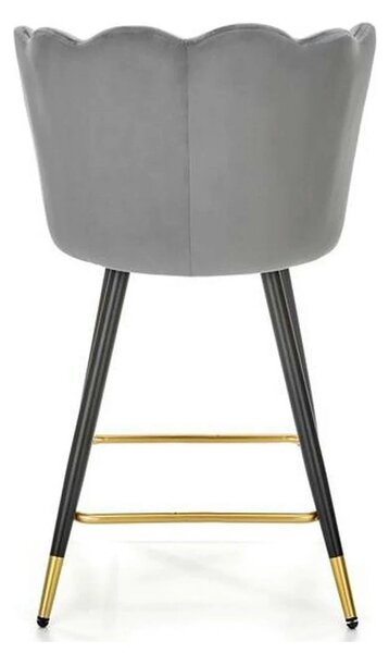 Scaun bar H106, gri/negru, stofa catifelata/otel, 55x58x96 cm