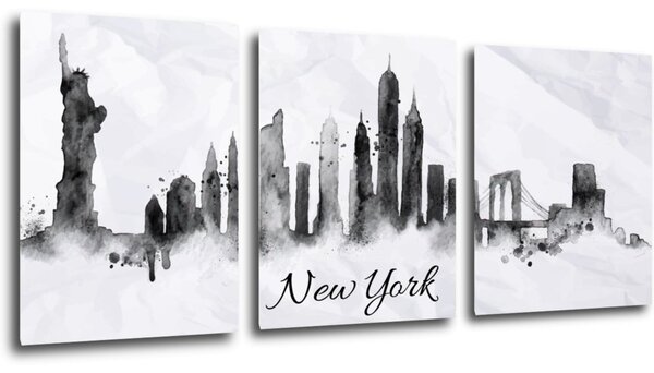 Impresi Tablou New York panorama - 90 x 40 cm (3-piese)