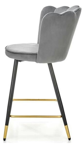 Scaun bar H106, gri/negru, stofa catifelata/otel, 55x58x96 cm
