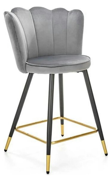 Scaun bar H106, gri/negru, stofa catifelata/otel, 55x58x96 cm