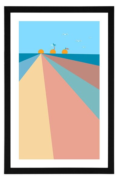 Poster cu passepartout plajă veselă colorată