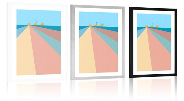 Poster cu passepartout plajă veselă colorată