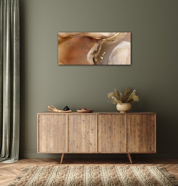 Impresi Tablou Golden Beige Fluid - 90 x 40 cm