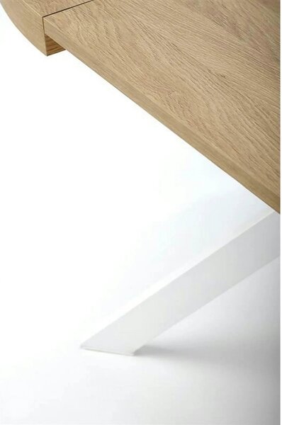 Masa extensibila PERONI, stejar auriu/alb, PAL furniruit/otel, 100/250