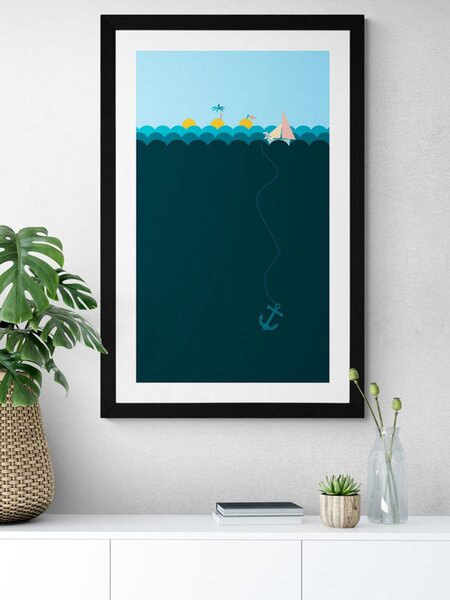 Poster cu passepartout mare magică cu barcă