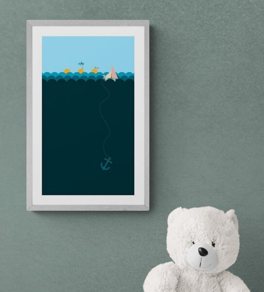 Poster cu passepartout mare magică cu barcă