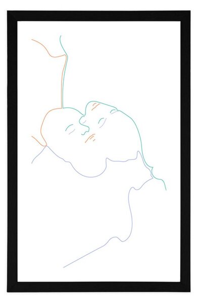 Poster cu passepartout linii de oameni colorate