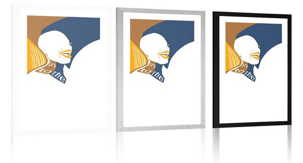 Poster cu passepartout silueta femeii cu inscripție