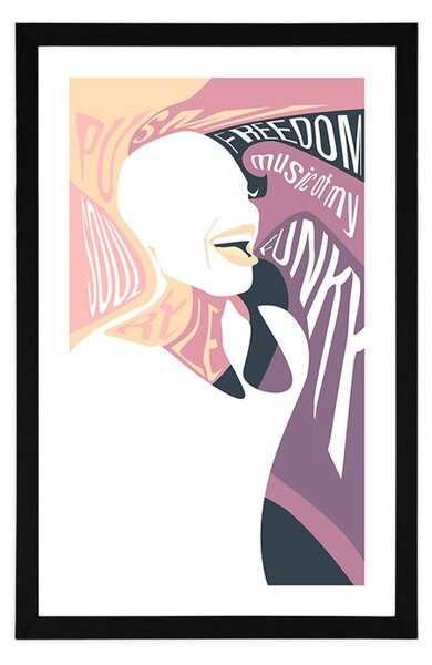 Poster cu passepartout femeie cu inscripție în culori delicate