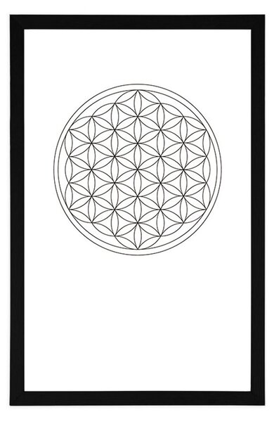 Poster cu passepartout Mandala în alb-negru