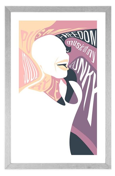 Poster cu passepartout femeie cu inscripție în culori delicate