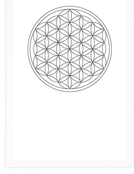 Poster cu passepartout Mandala în alb-negru