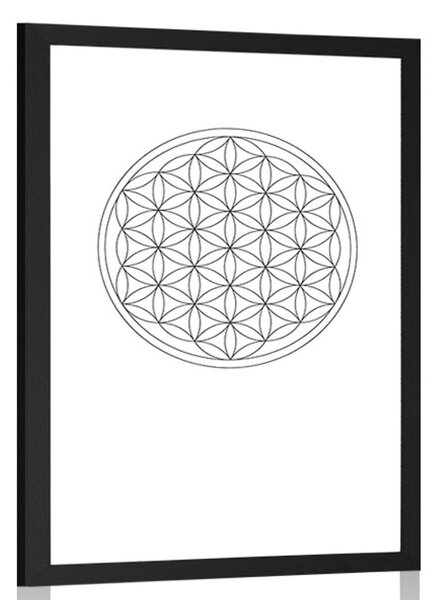 Poster cu passepartout Mandala în alb-negru