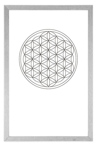 Poster cu passepartout Mandala în alb-negru