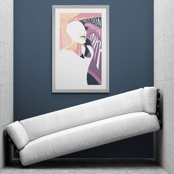 Poster cu passepartout femeie cu inscripție în culori delicate