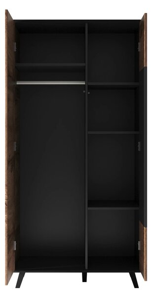 Dulap RANDOM, stejar wotan/negru, PAL furniruit, cu 2 usi, 90x55x182 c