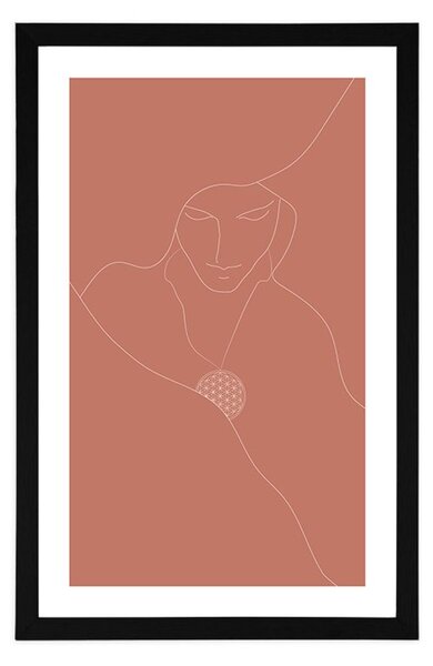 Poster cu passepartout linii delicate și floarea vieții