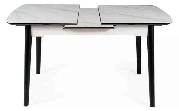 Masa extensibila APOLLO, alb cu efect de marmura/negru, 120/160x80x76
