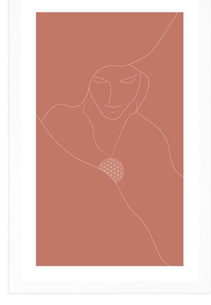 Poster cu passepartout linii delicate și floarea vieții