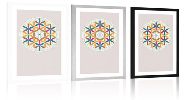 Poster cu passepartout Mandala colorată