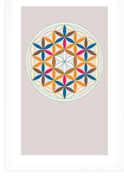 Poster cu passepartout Mandala colorată