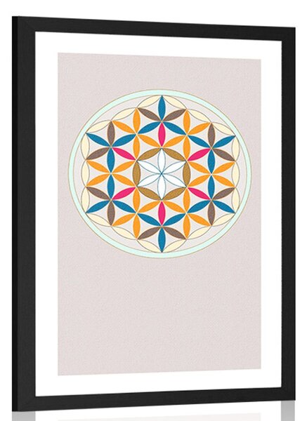 Poster cu passepartout Mandala colorată