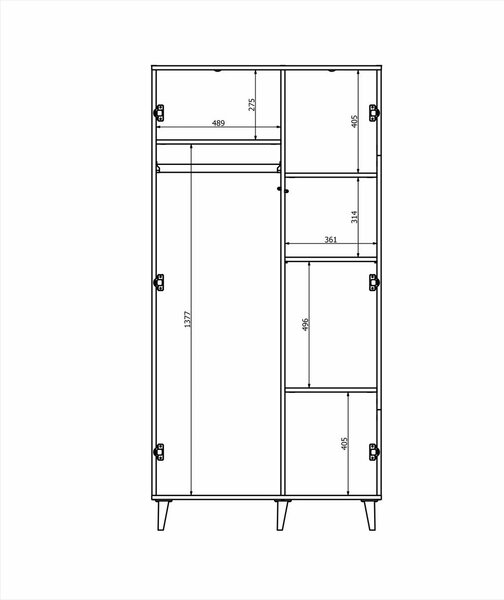 Dulap RANDOM, stejar wotan/negru, PAL furniruit, cu 2 usi, 90x55x182 c