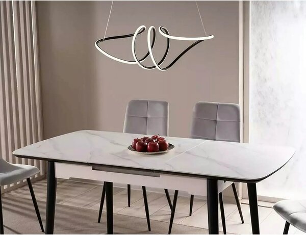 Masa extensibila APOLLO, alb cu efect de marmura/negru, 120/160x80x76