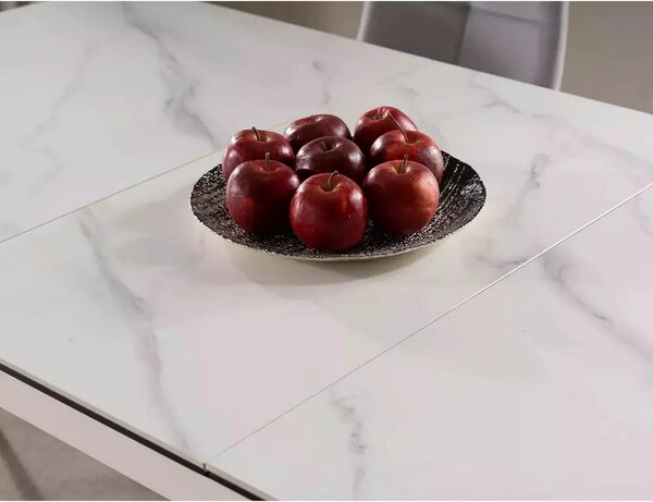 Masa extensibila APOLLO, alb cu efect de marmura/negru, 120/160x80x76