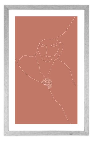 Poster cu passepartout linii delicate și floarea vieții
