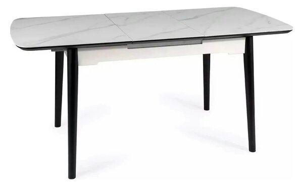 Masa extensibila APOLLO, alb cu efect de marmura/negru, 120/160x80x76