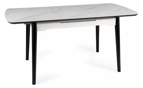 Masa extensibila APOLLO, alb cu efect de marmura/negru, 120/160x80x76