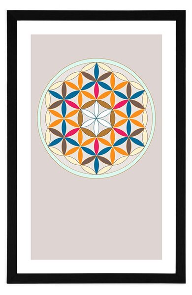 Poster cu passepartout Mandala colorată